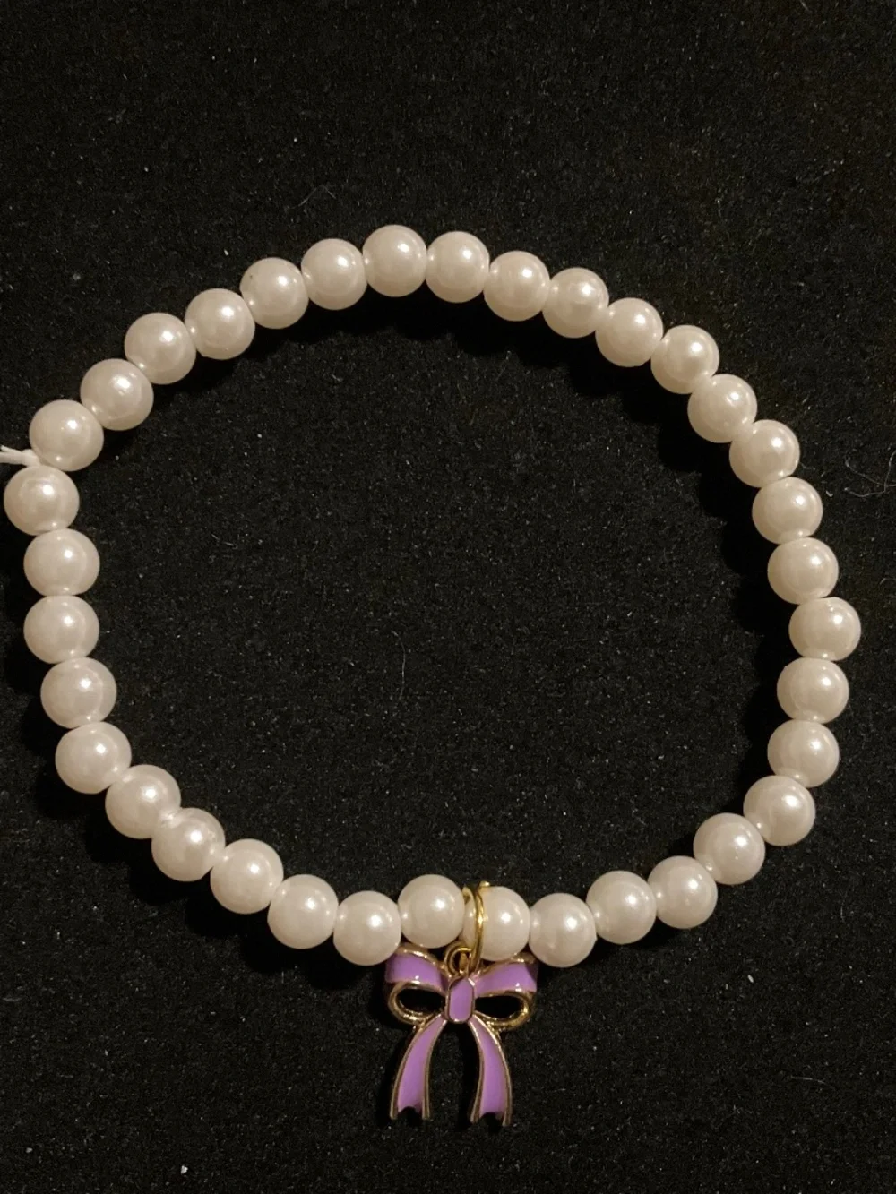 Purple Pearl Pet Collar Necklace with Bow – Medium Adjustable Dog/Cat Jewelry